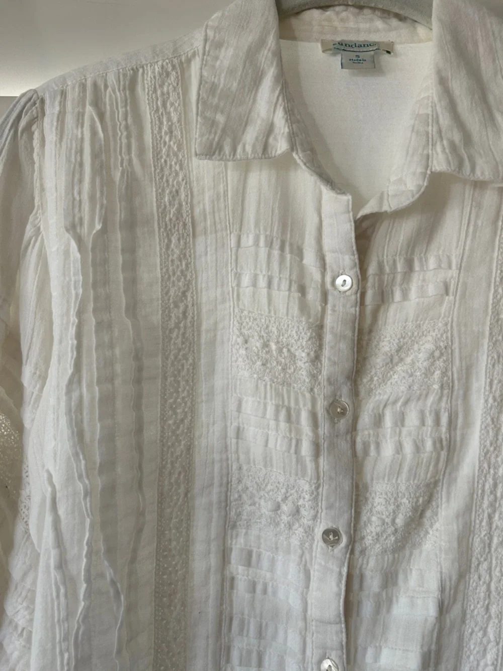 Sundance White Button-Up Cotton Blouse - Picture 4 of 4